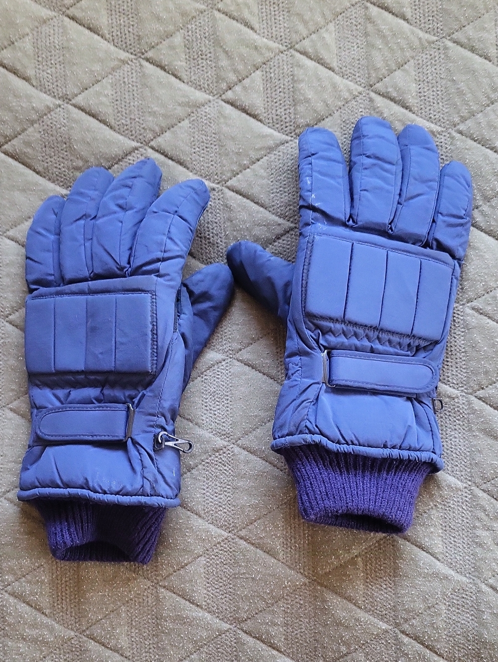 Puffy Insulated Winter Ski Gloves in Blue